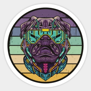 Retro Robot Pug Dog Sticker